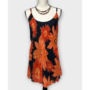 Venus Womens Sz 14 Lingerie Chemise Slip Dress Blk Orange Floral Coquette Summer